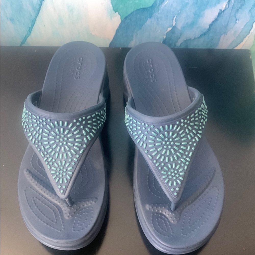 CROCS Blue and Green Sandals Comfortable Footwear